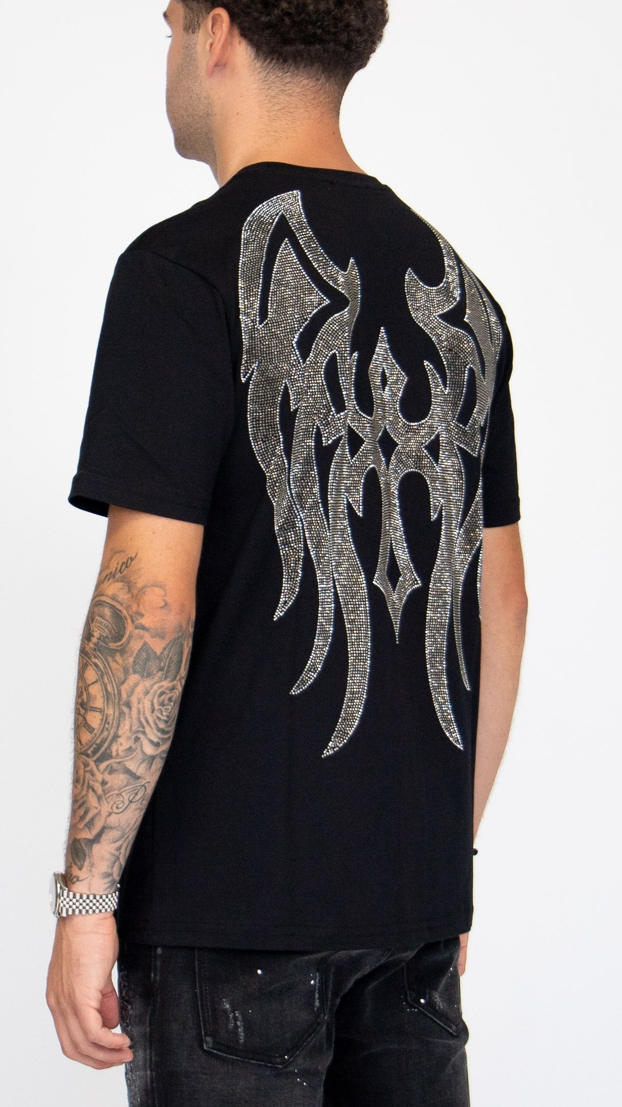 MYBRAND Winged Emblem Sparkle Tee Black | BLACK