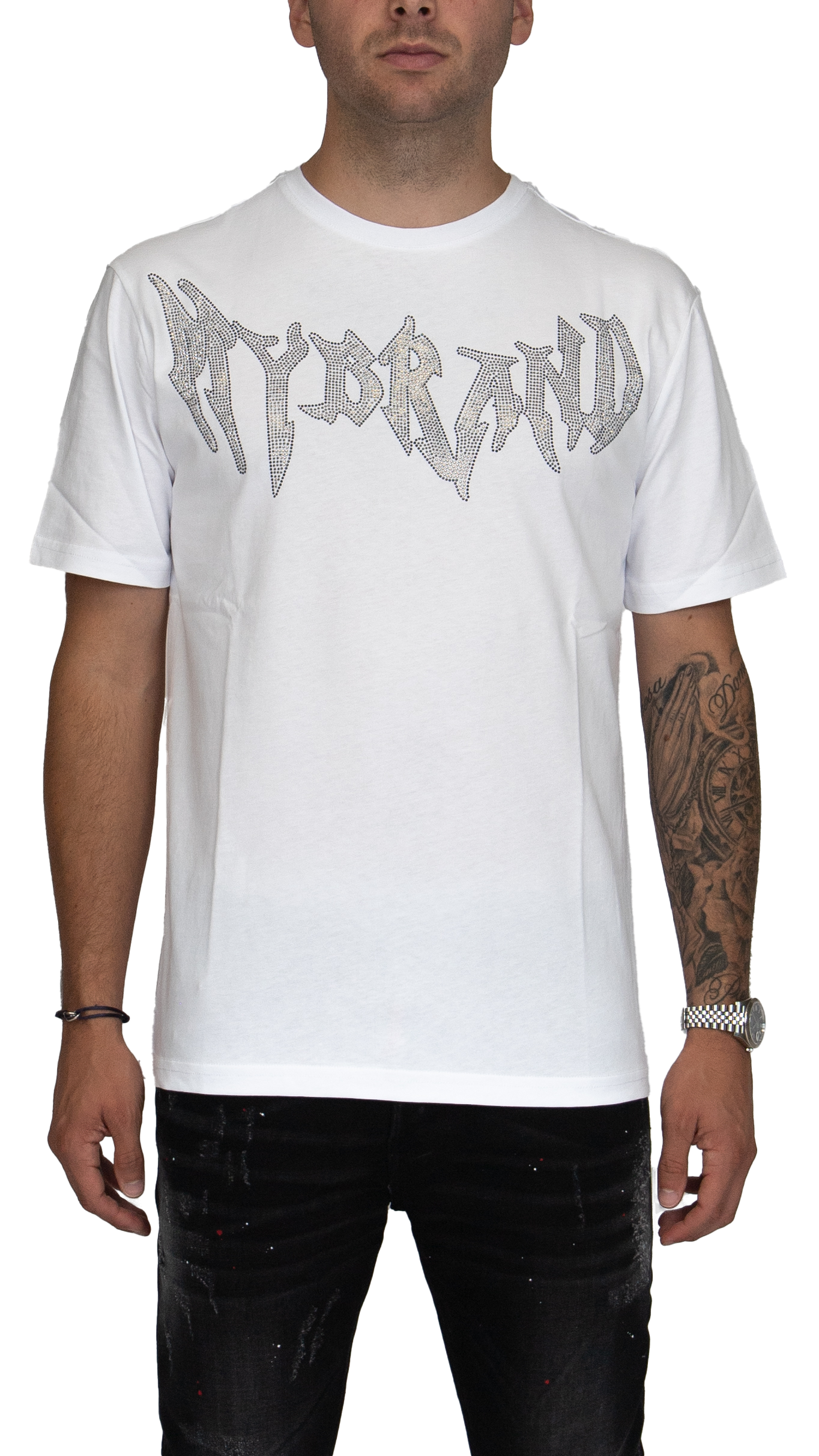 MYBRAND Winged Emblem Sparkle Tee White | WHITE