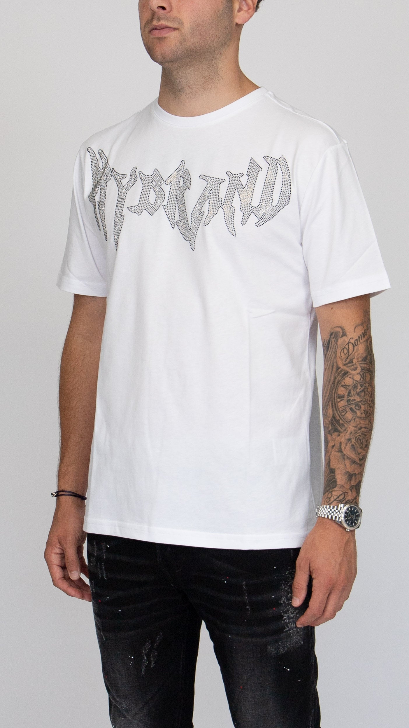 MYBRAND Winged Emblem Sparkle Tee White | WHITE