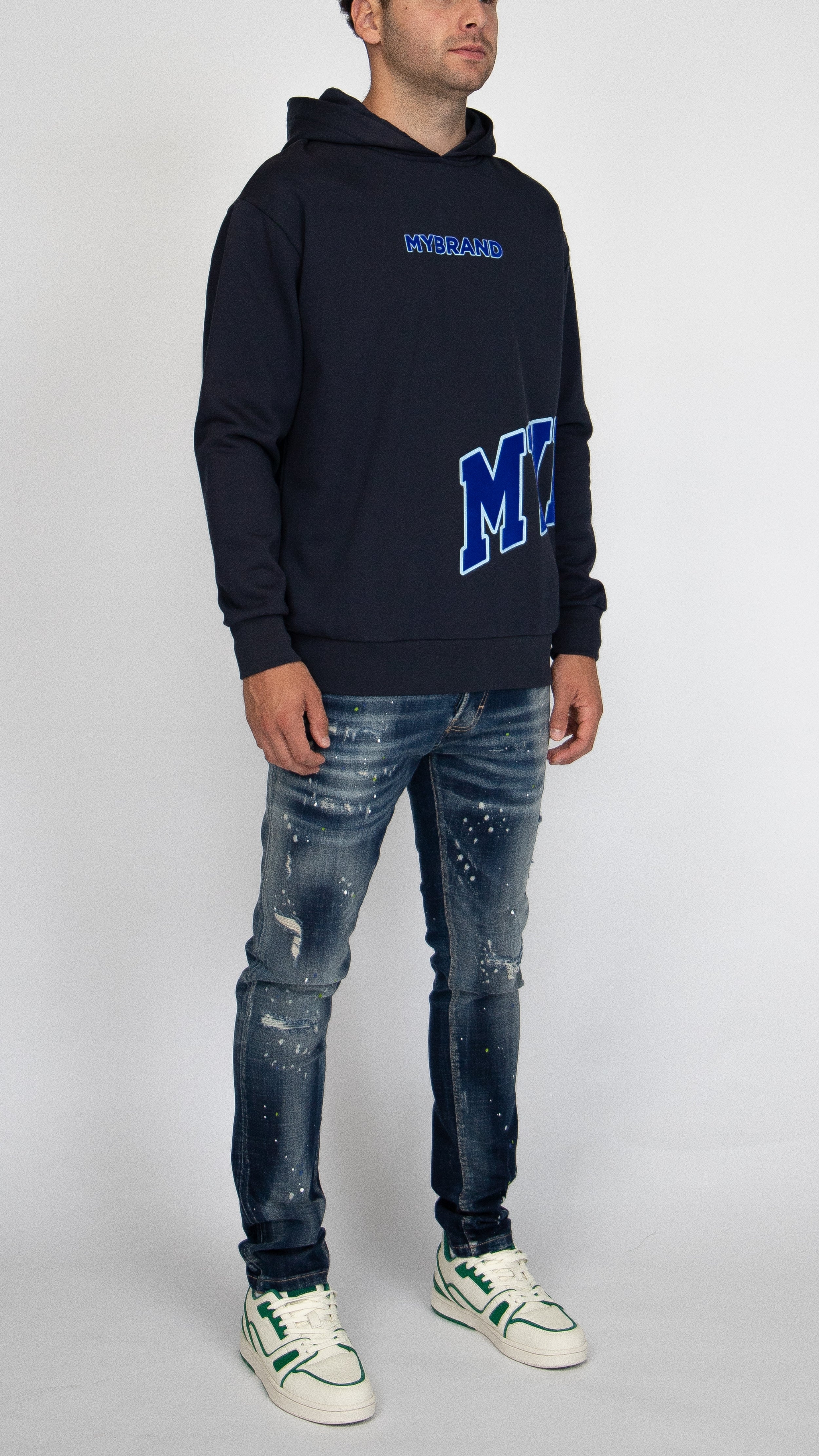 MYBRAND Bold Emblem Hoodie | NAVY