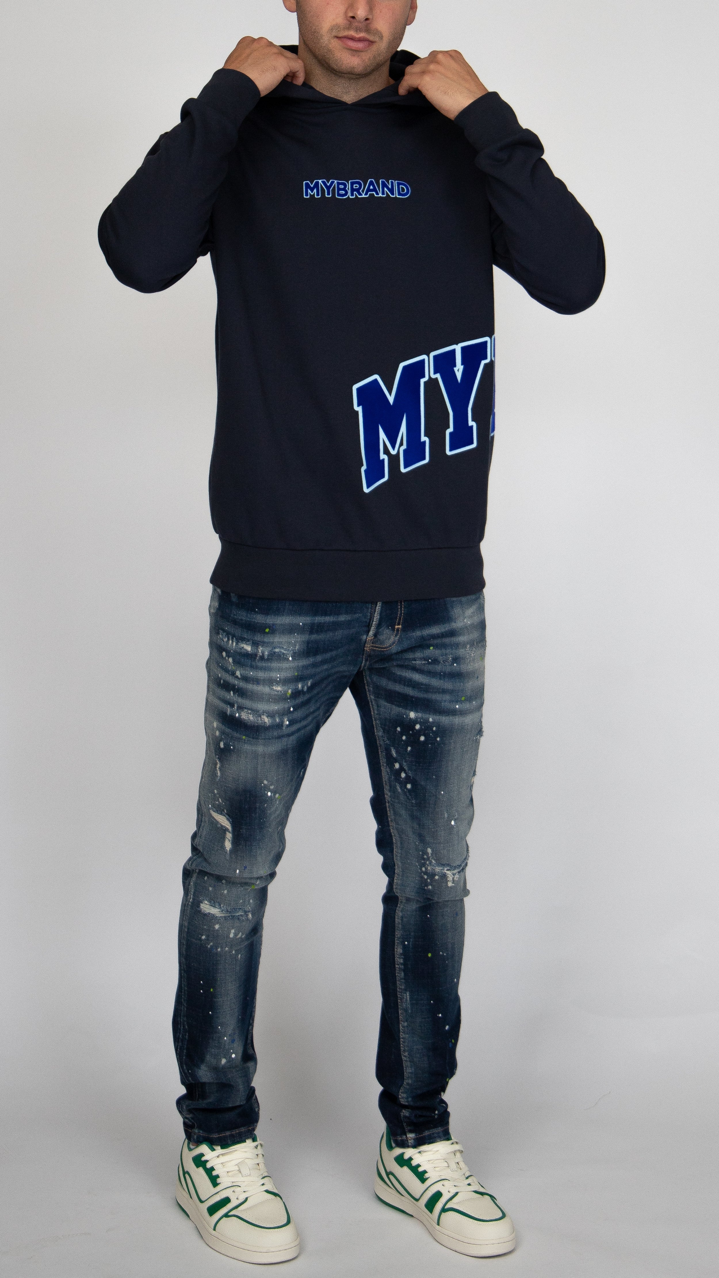 MYBRAND Bold Emblem Hoodie | NAVY