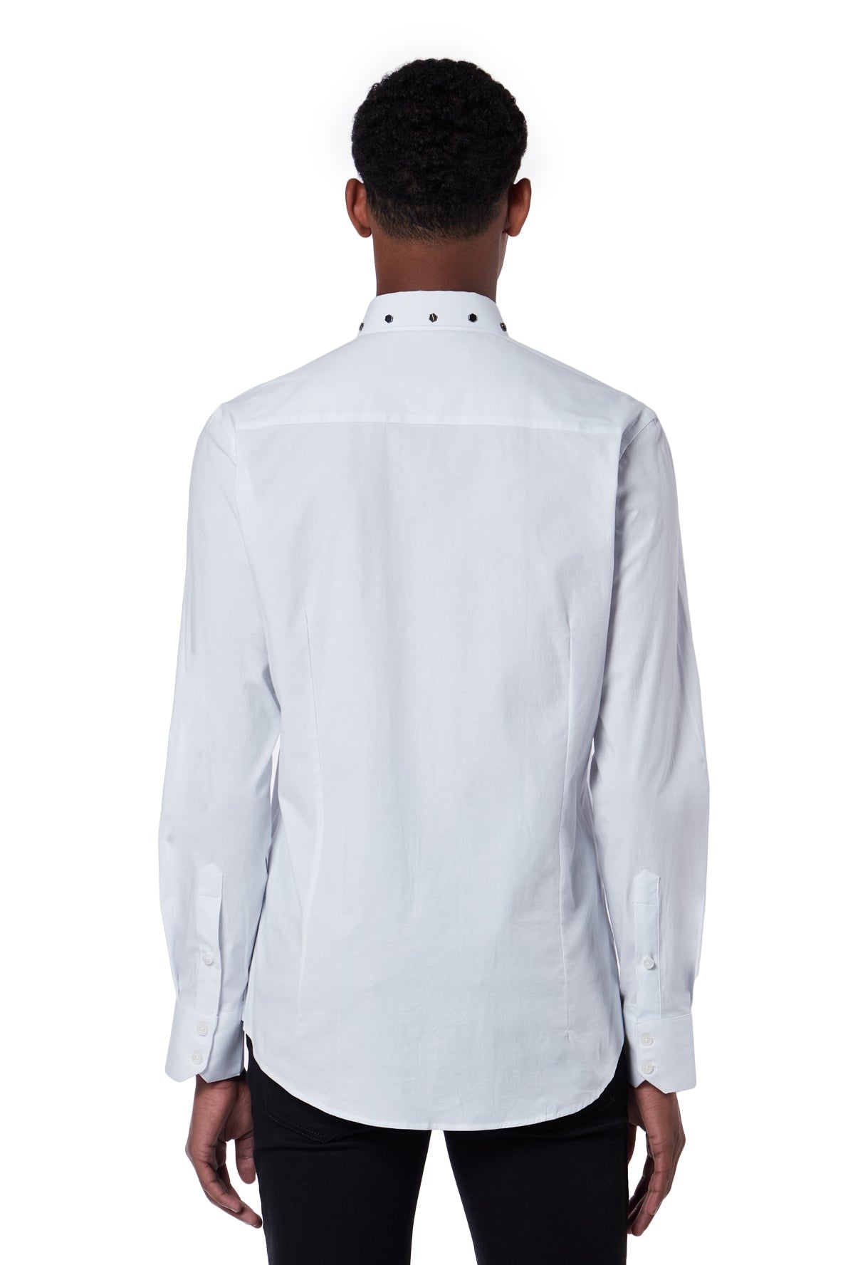 STUDDED COLLAR BLOUSE | WHITE