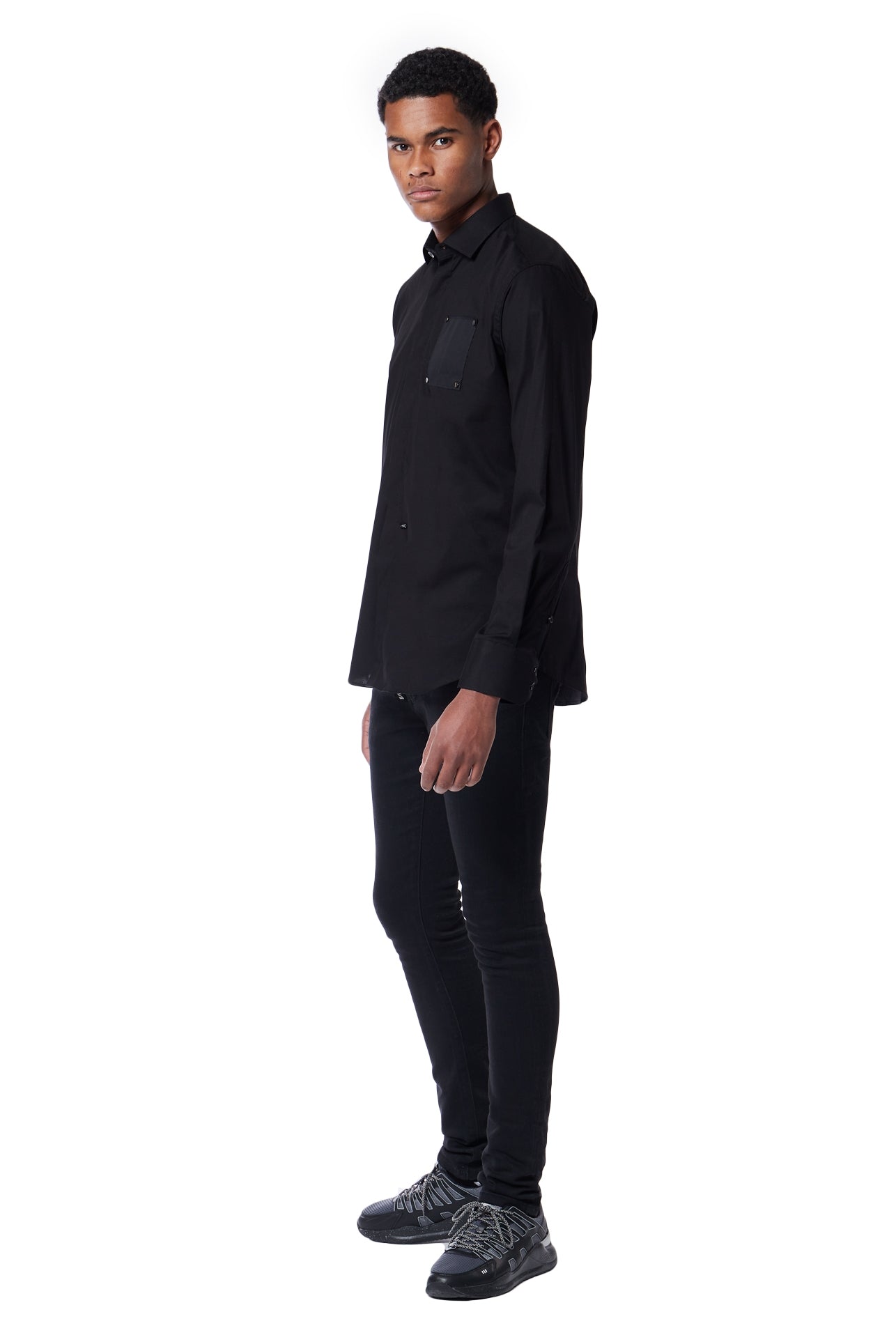 STUDDED POCKET BLOUSE | BLACK