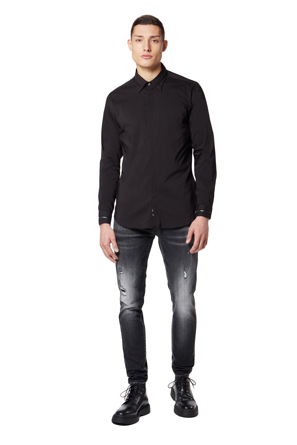 BASIC ZIPPER BLOUSE | BLACK