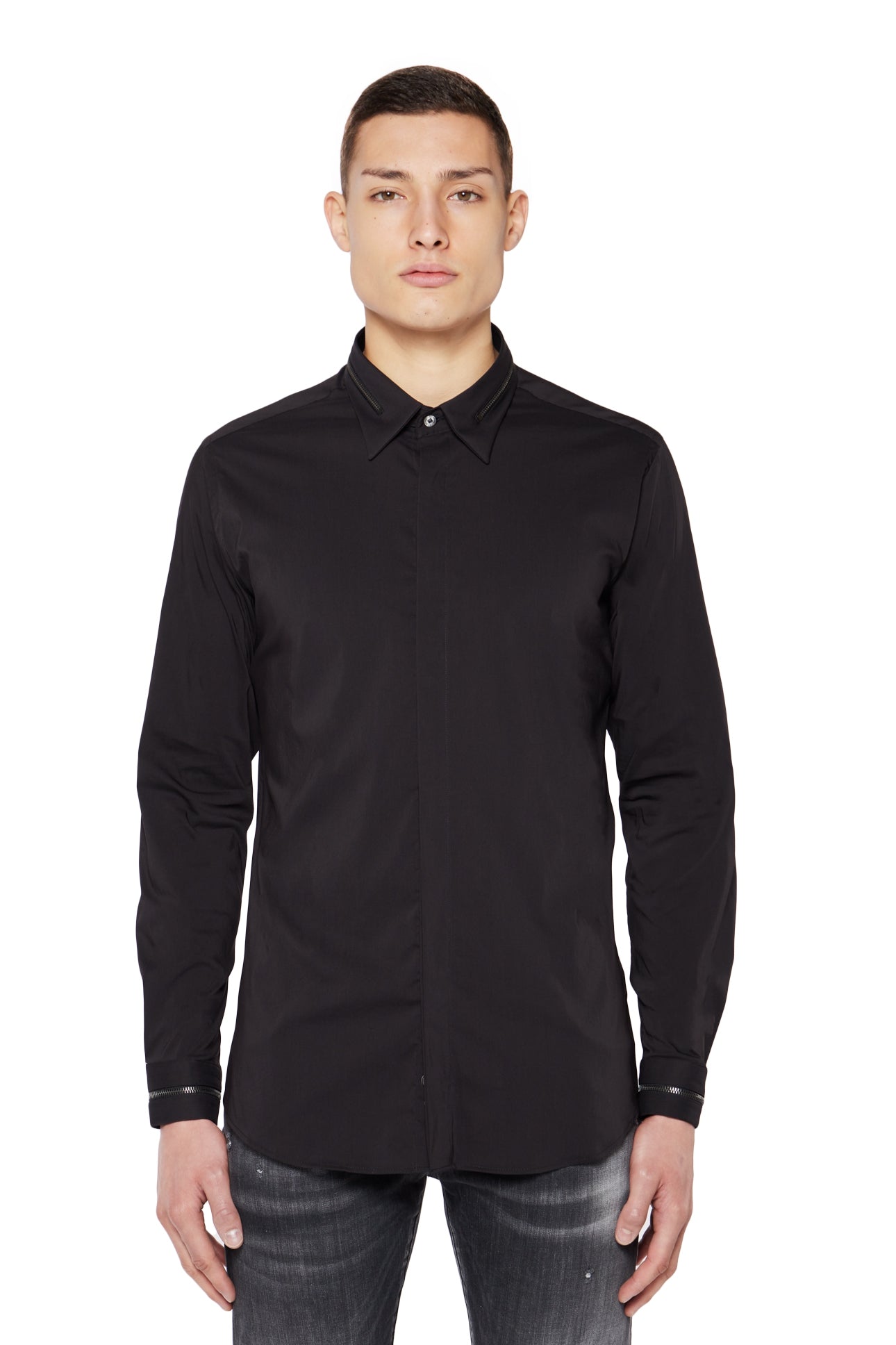 BASIC ZIPPER BLOUSE | BLACK