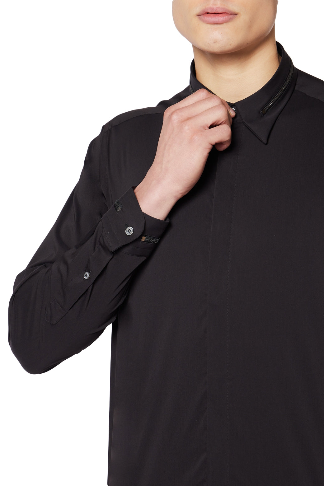 BASIC ZIPPER BLOUSE | BLACK