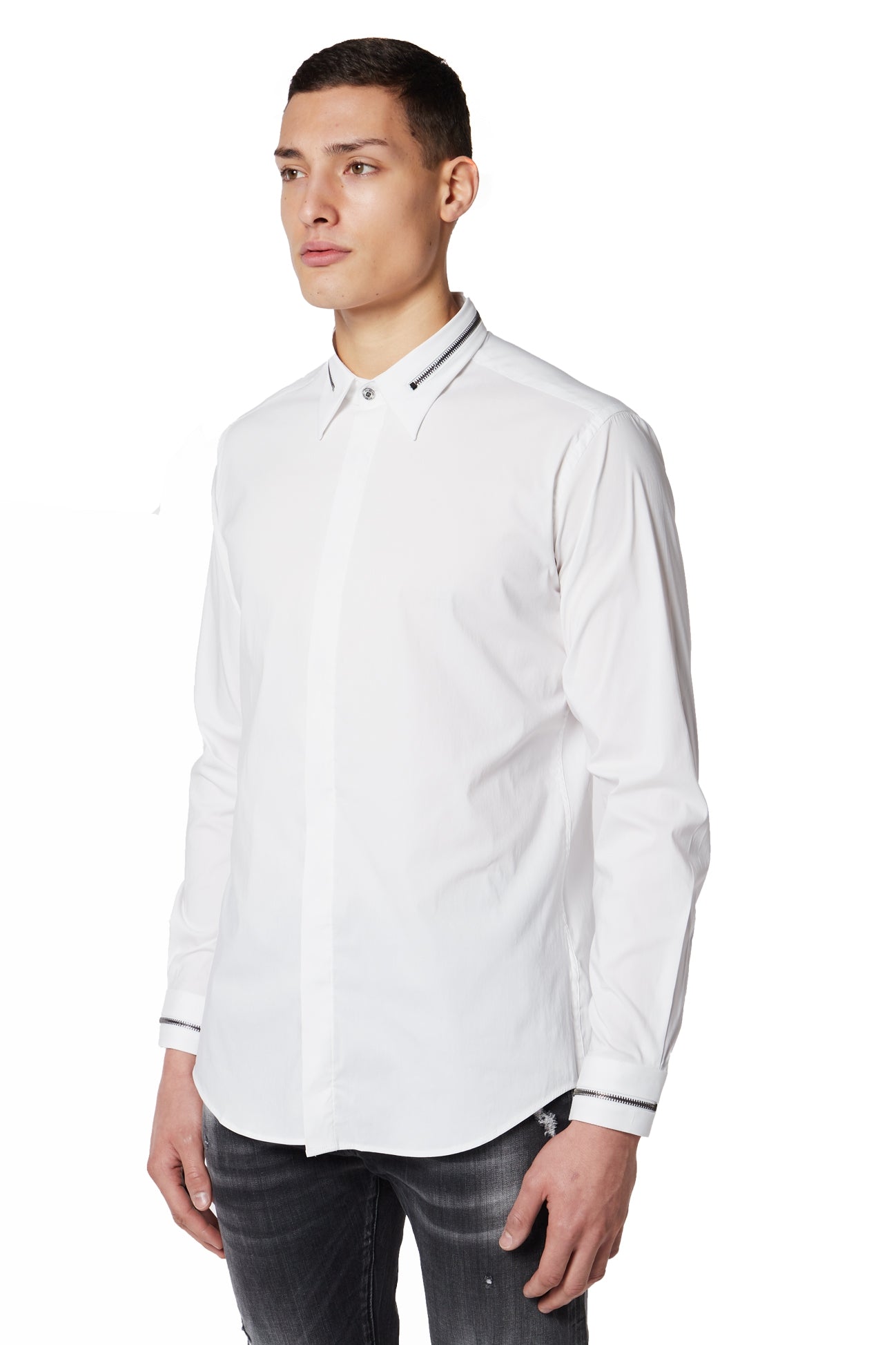 BASIC ZIPPER BLOUSE | WHITE