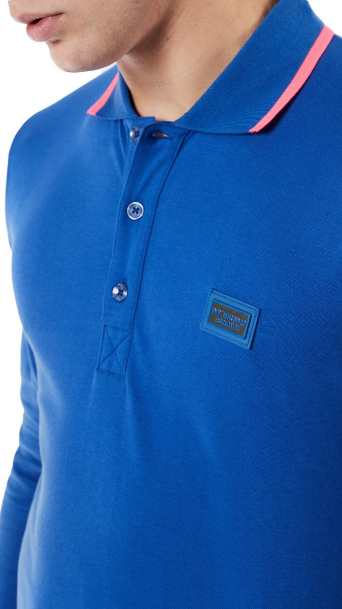 COLOURFULL LONGSLEEVE POLO | KOBALT BLUE