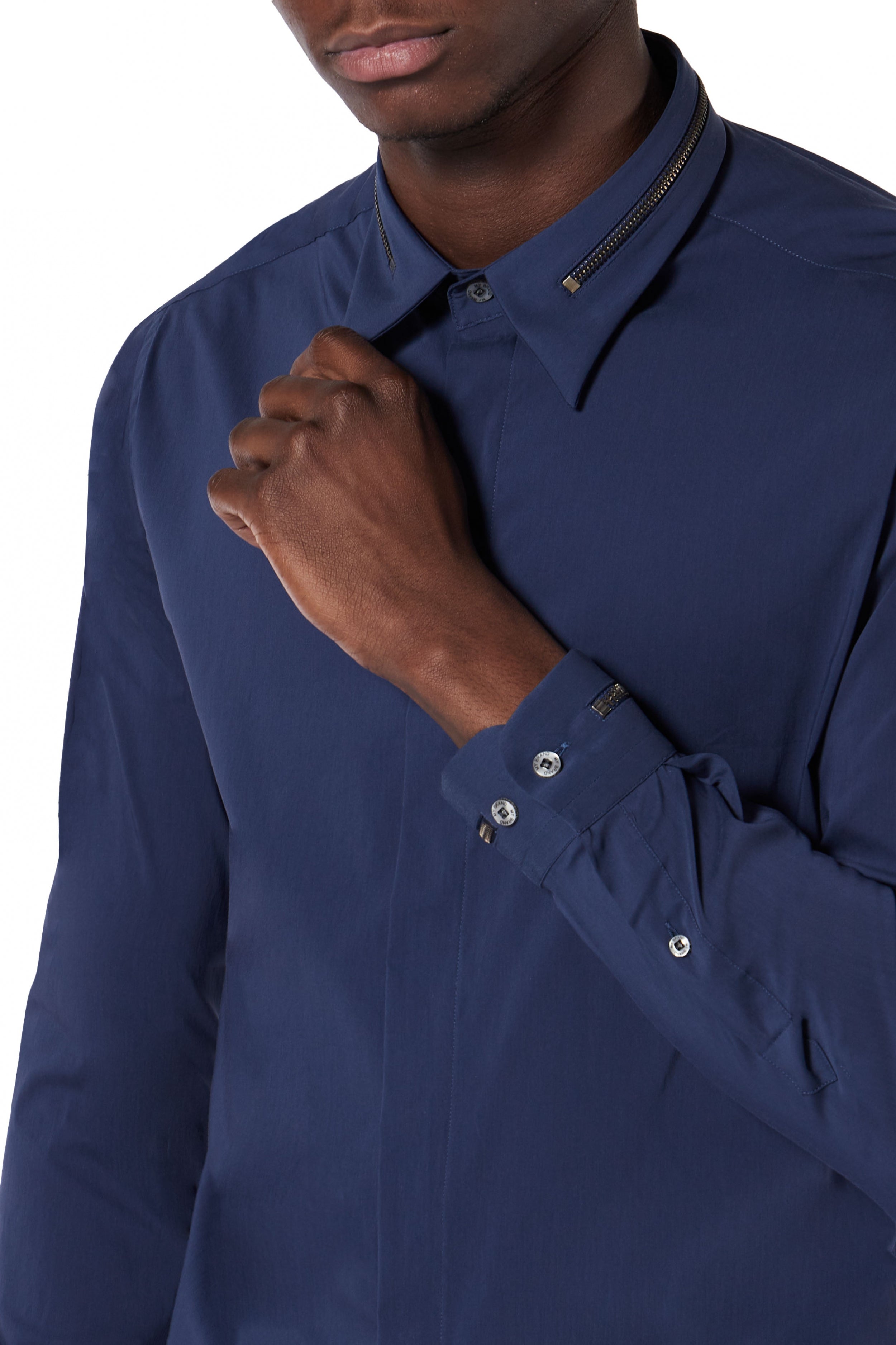 BASIC ZIPPER BLOUSE | NAVY