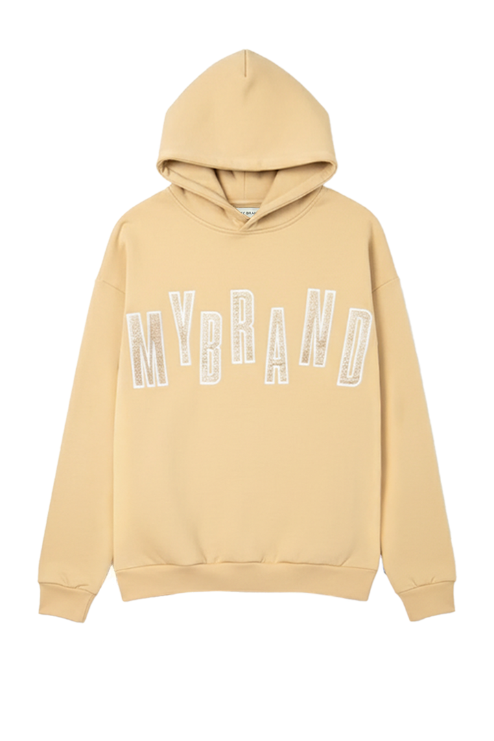 MYBRAND SILK LETTERING HOODIE | BEIGE