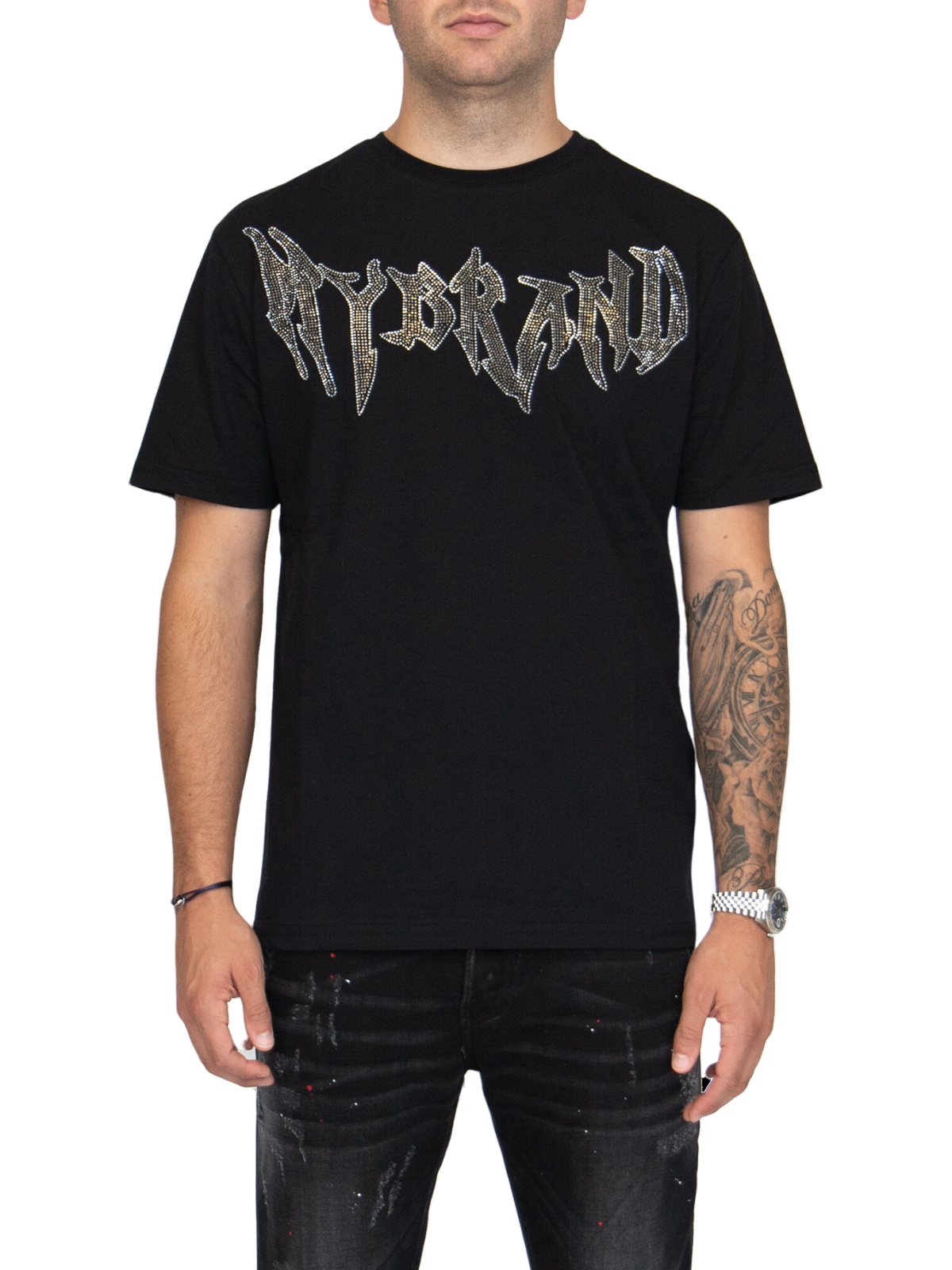 MYBRAND Winged Emblem Sparkle Tee Black | BLACK