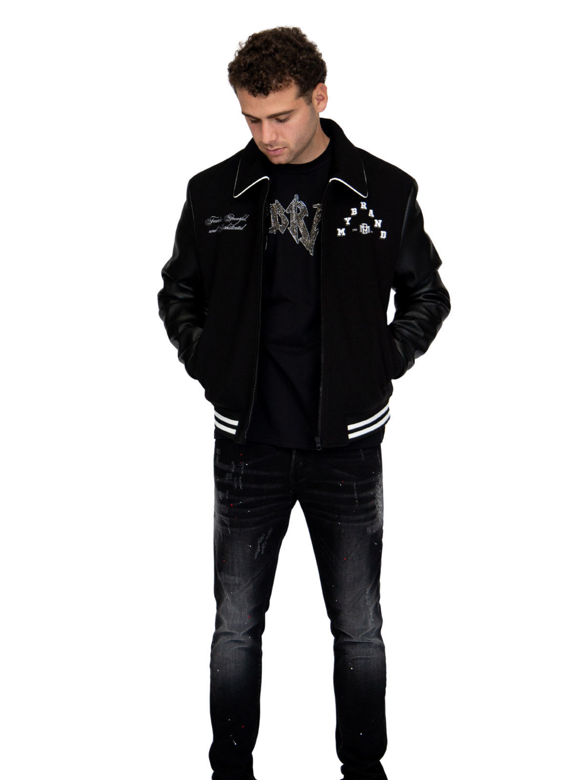 MYBRAND Winged Emblem Sparkle Tee Black | BLACK