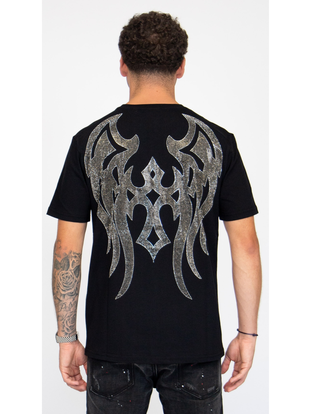MYBRAND Winged Emblem Sparkle Tee Black | BLACK