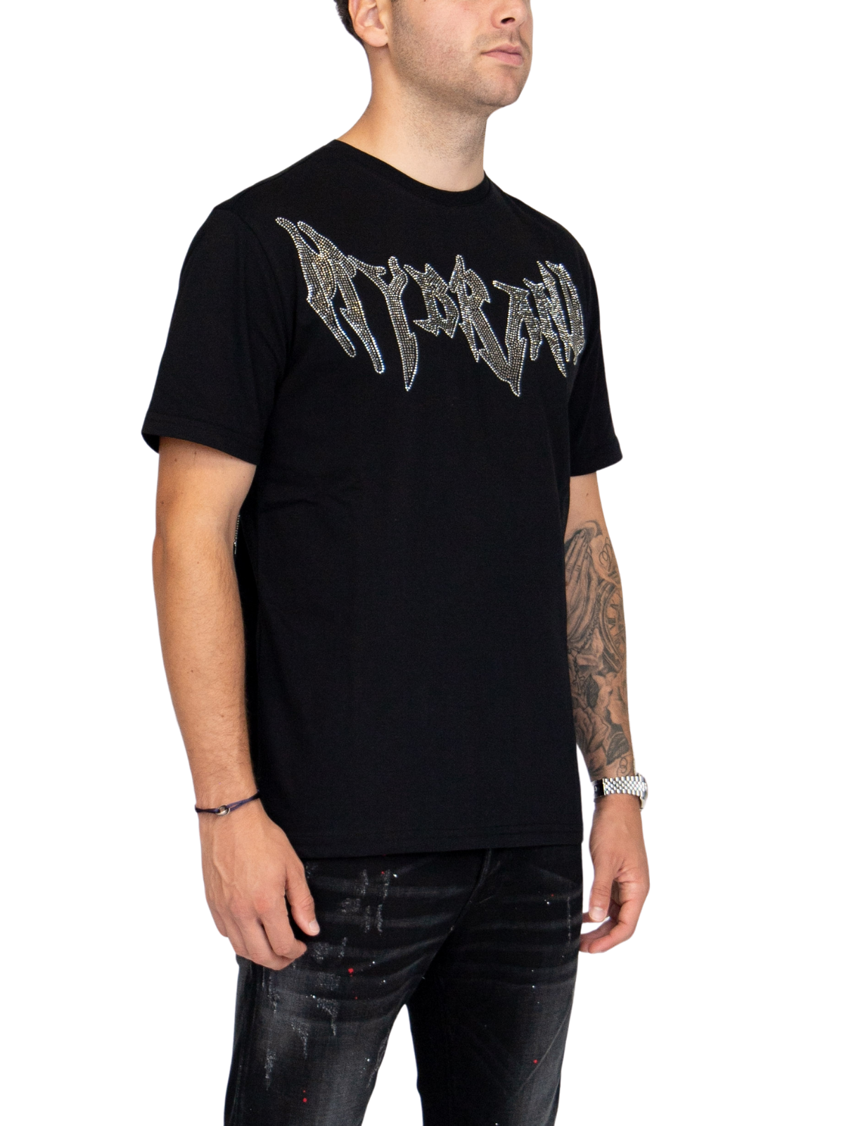 MYBRAND Winged Emblem Sparkle Tee Black | BLACK