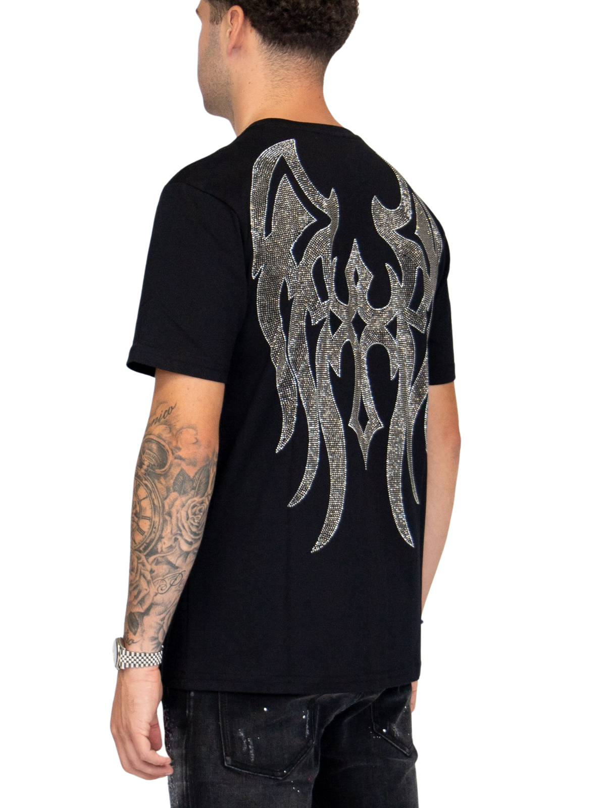 MYBRAND Winged Emblem Sparkle Tee Black | BLACK