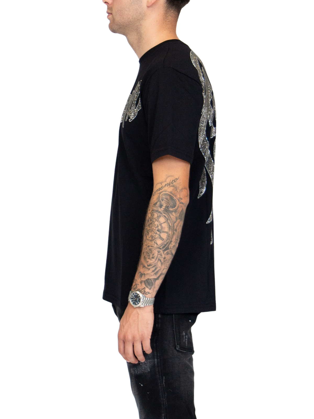 MYBRAND Winged Emblem Sparkle Tee Black | BLACK