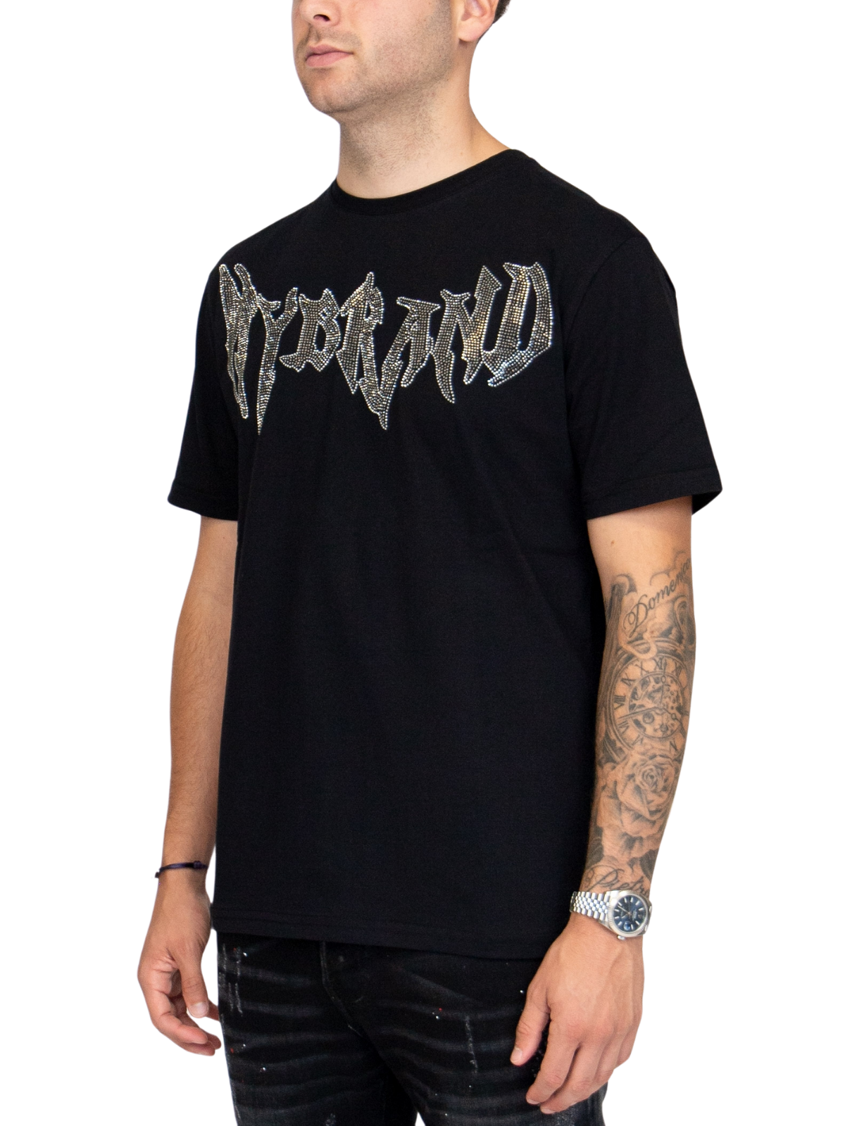 MYBRAND Winged Emblem Sparkle Tee Black | BLACK