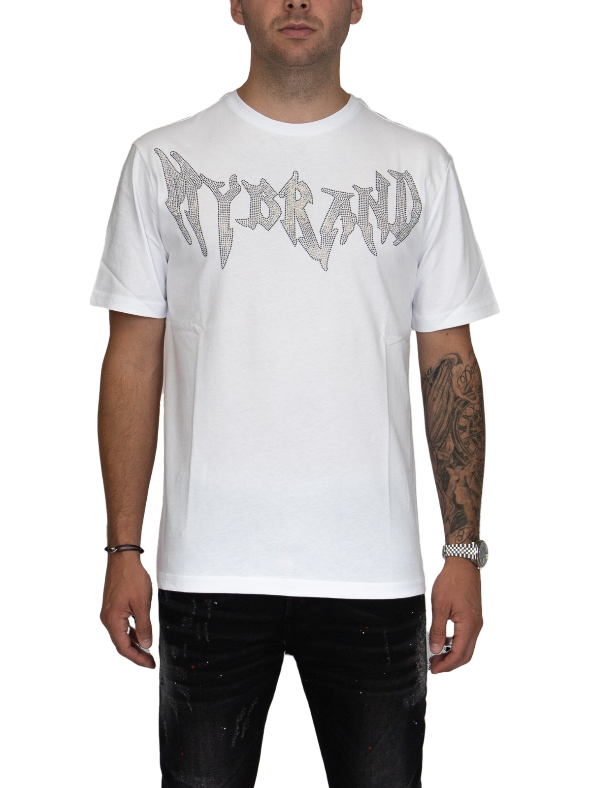 MYBRAND Winged Emblem Sparkle Tee White | WHITE