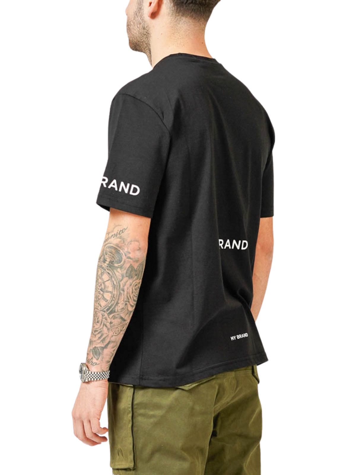 MY BRAND LOGO UPSIDE DOWN CHEST BLACK T-SHIRT | BLACK
