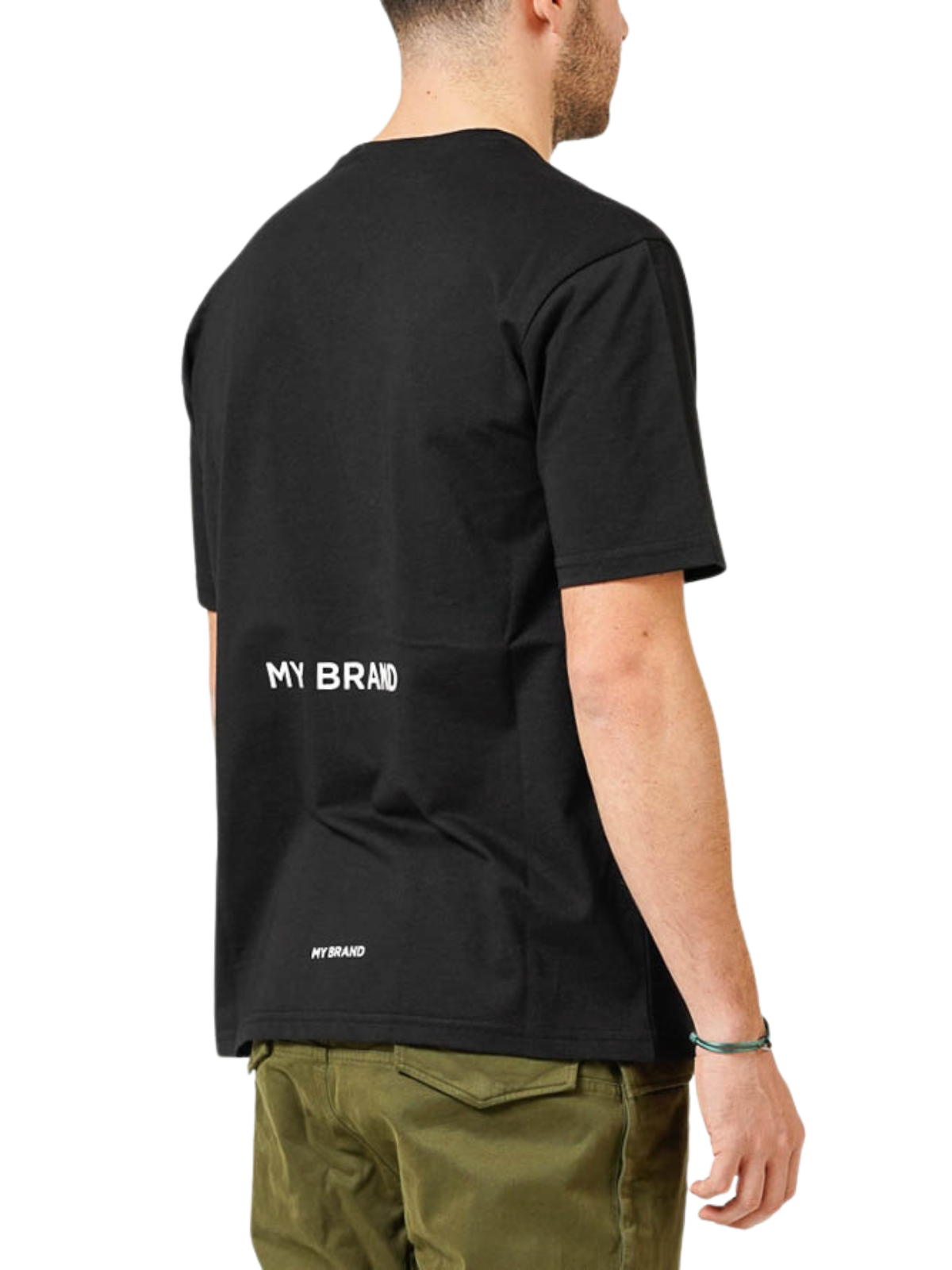 MY BRAND LOGO UPSIDE DOWN CHEST BLACK T-SHIRT | BLACK