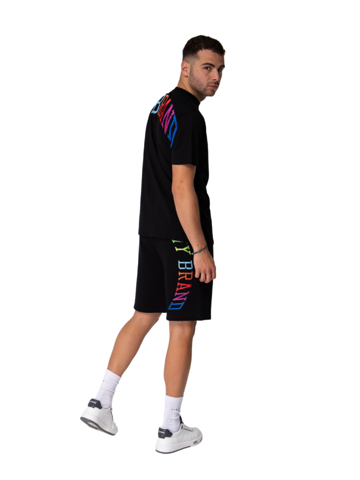 MY BRAND RAINBOW COLLEGE SHORTS | BLACK