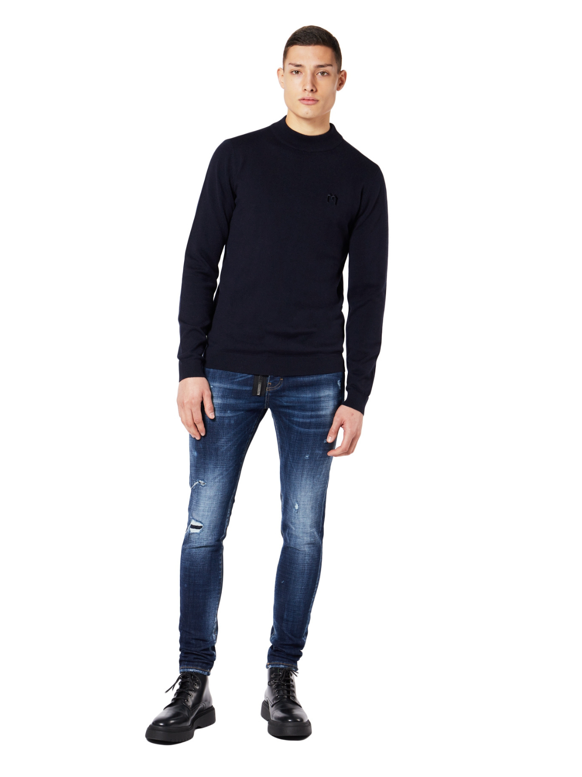 M MOCK NECK SWEATER | BLUE