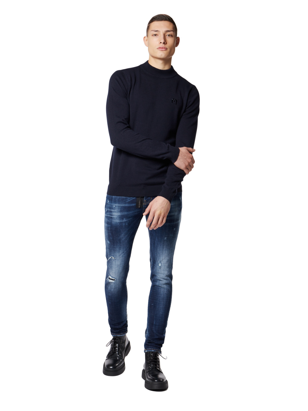 M MOCK NECK SWEATER | BLUE