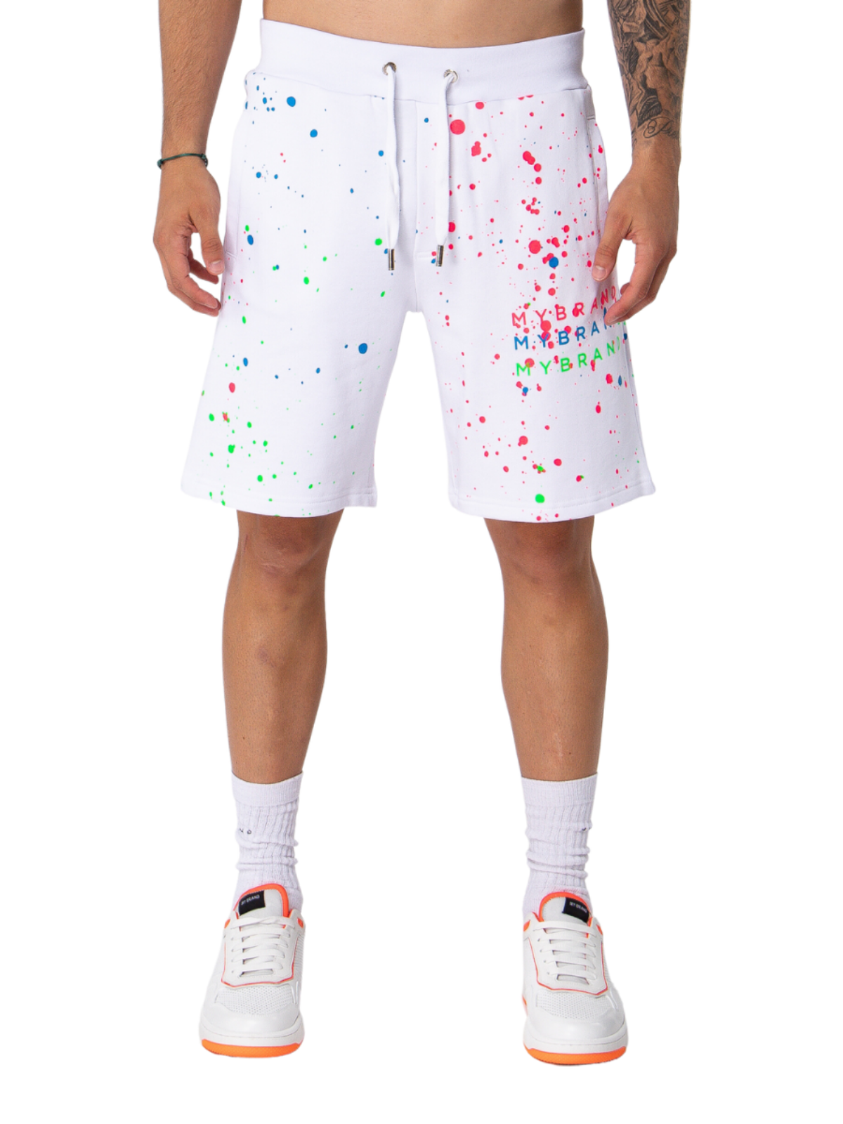 Neon Paint Splash MB Short White | WHITE