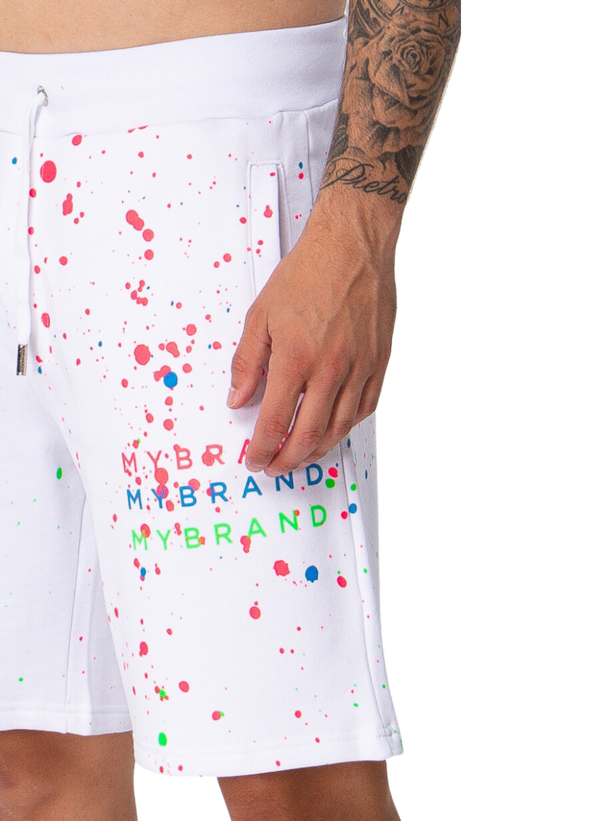 Neon Paint Splash MB Short White | WHITE