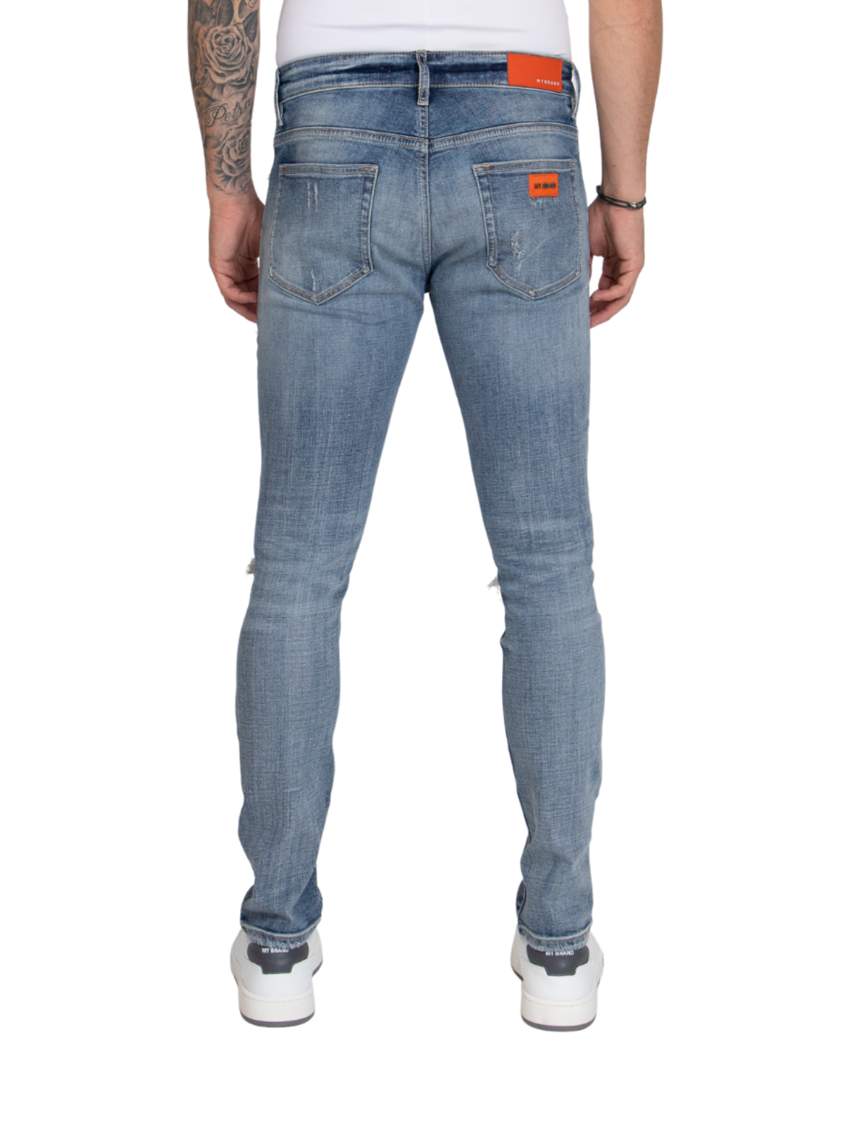 ORANGE RIPPED BIKER JEANS, ORANGE LABEL DENIM – My Brand Online BV