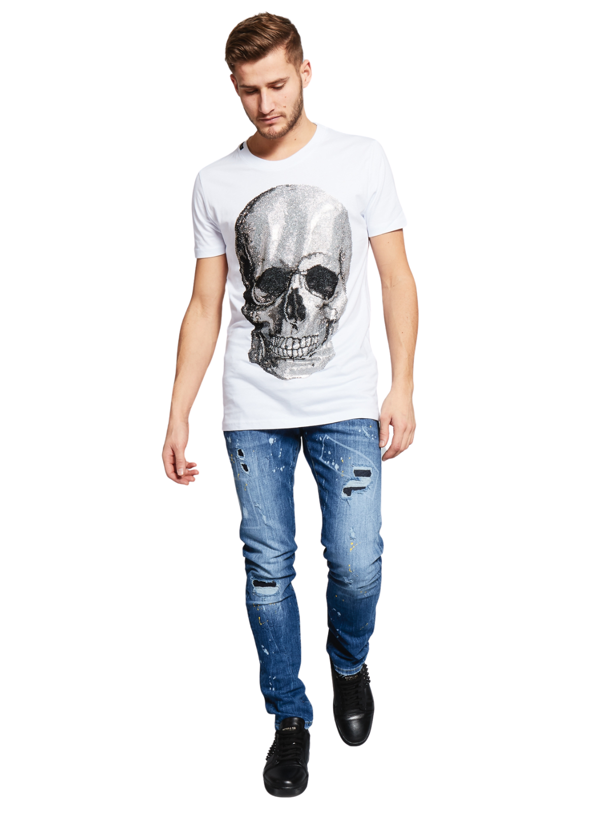 Original Skull T-Shirt Grey | WHITE