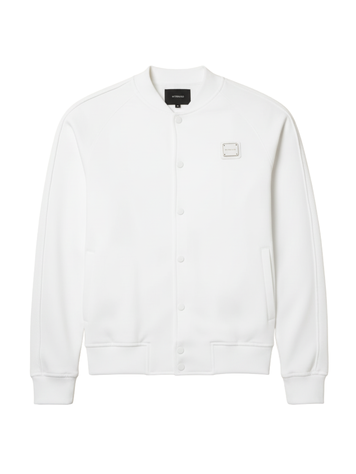 MB ESSENTIAL PIQUE WHITE BASEBALL JACKET | WHITE