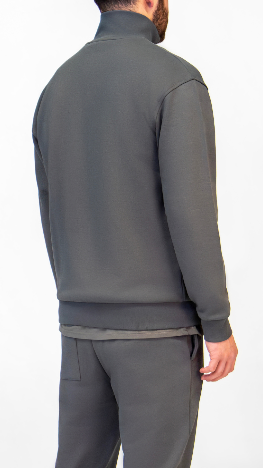 MB ESSENTIALS HALF ZIP SWEATER | DARK GREY