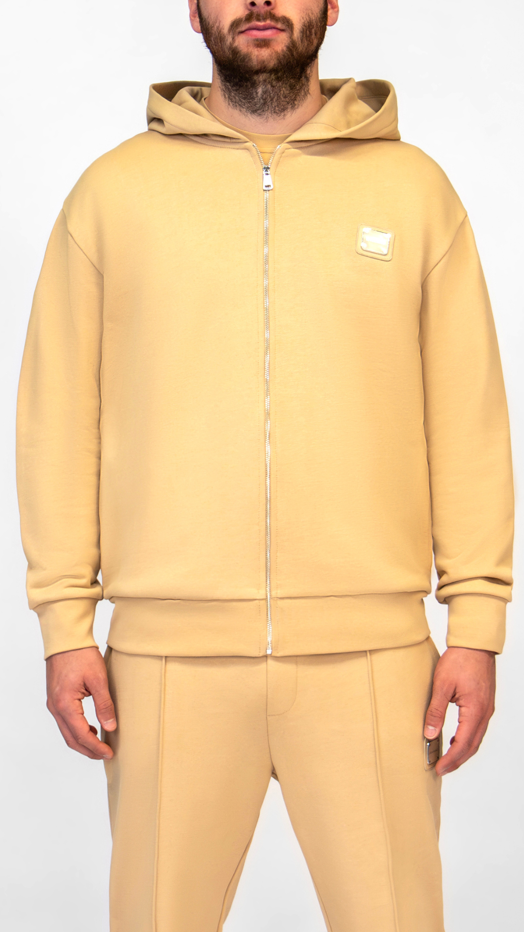 MB ESSENTIALS ZIP HOODIE | BEIGE