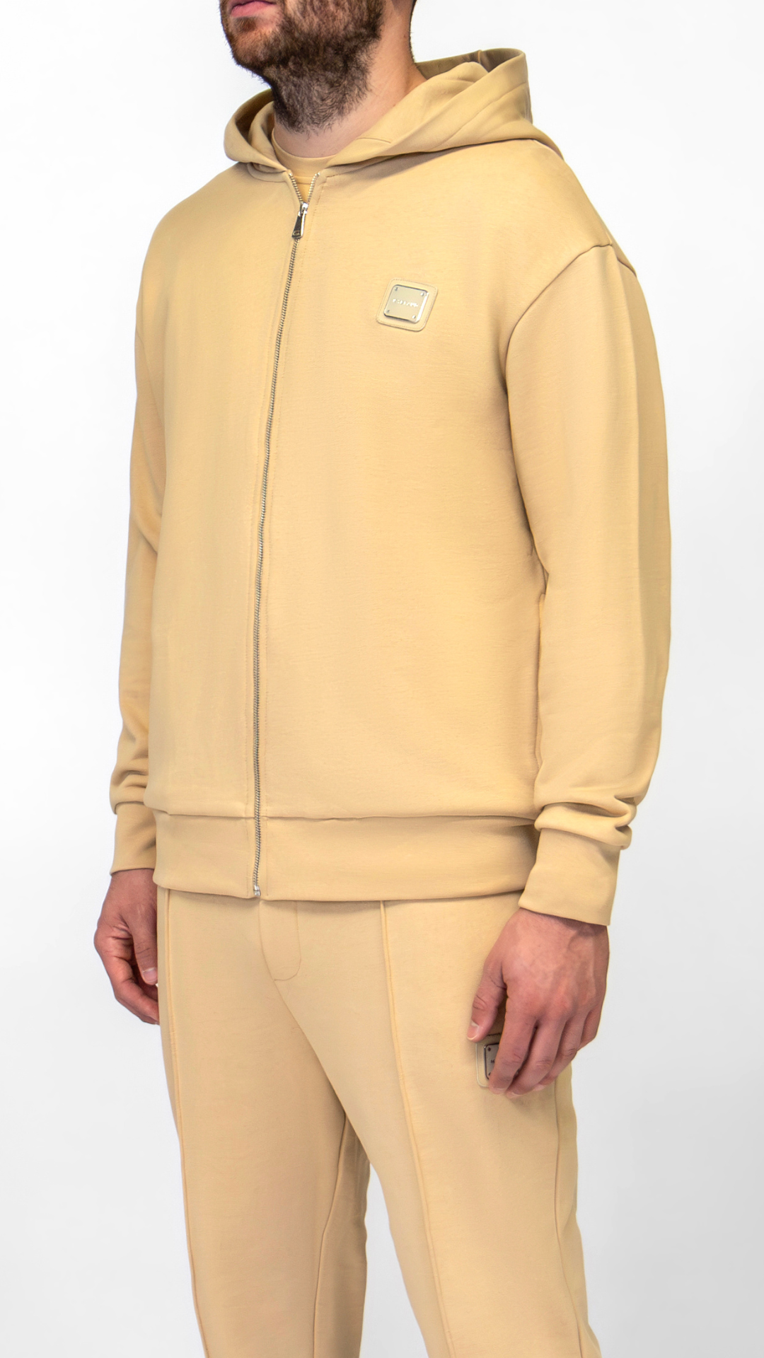 MB ESSENTIALS ZIP HOODIE | BEIGE
