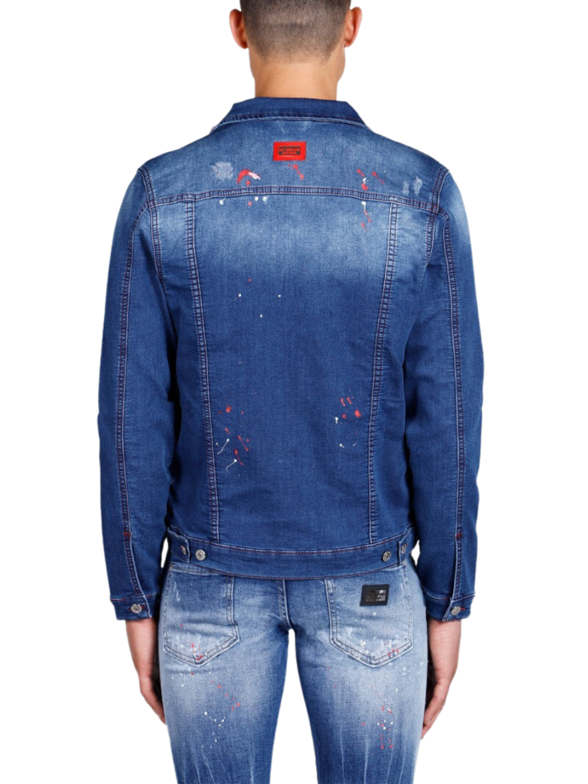 RED DESTROYED JEANS SHIRT | DENIM