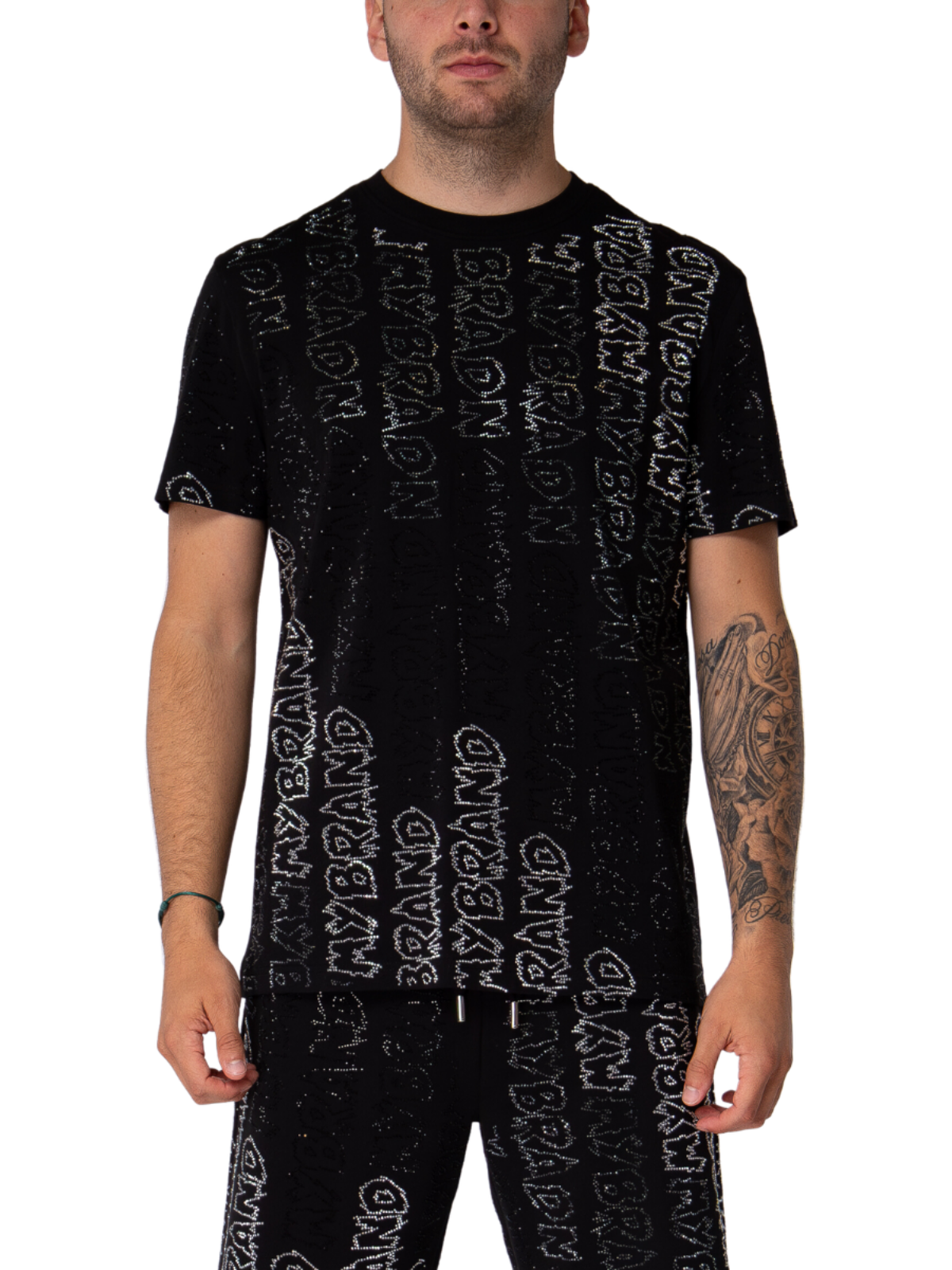 Rhinestone Gradient MB T-Shirt Black | DARK GREY | My Brand Rhinestone Gradient MB T-Shirt Black | DARK GREY | My Brand