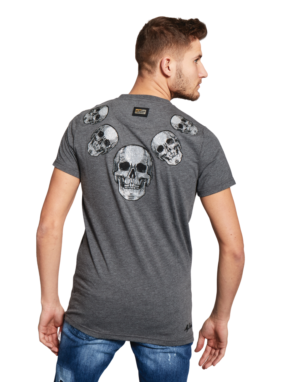 SKULL NECKLACE T-SHIRT | DARK GREY