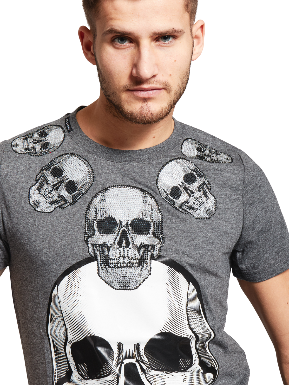 SKULL NECKLACE T-SHIRT | DARK GREY