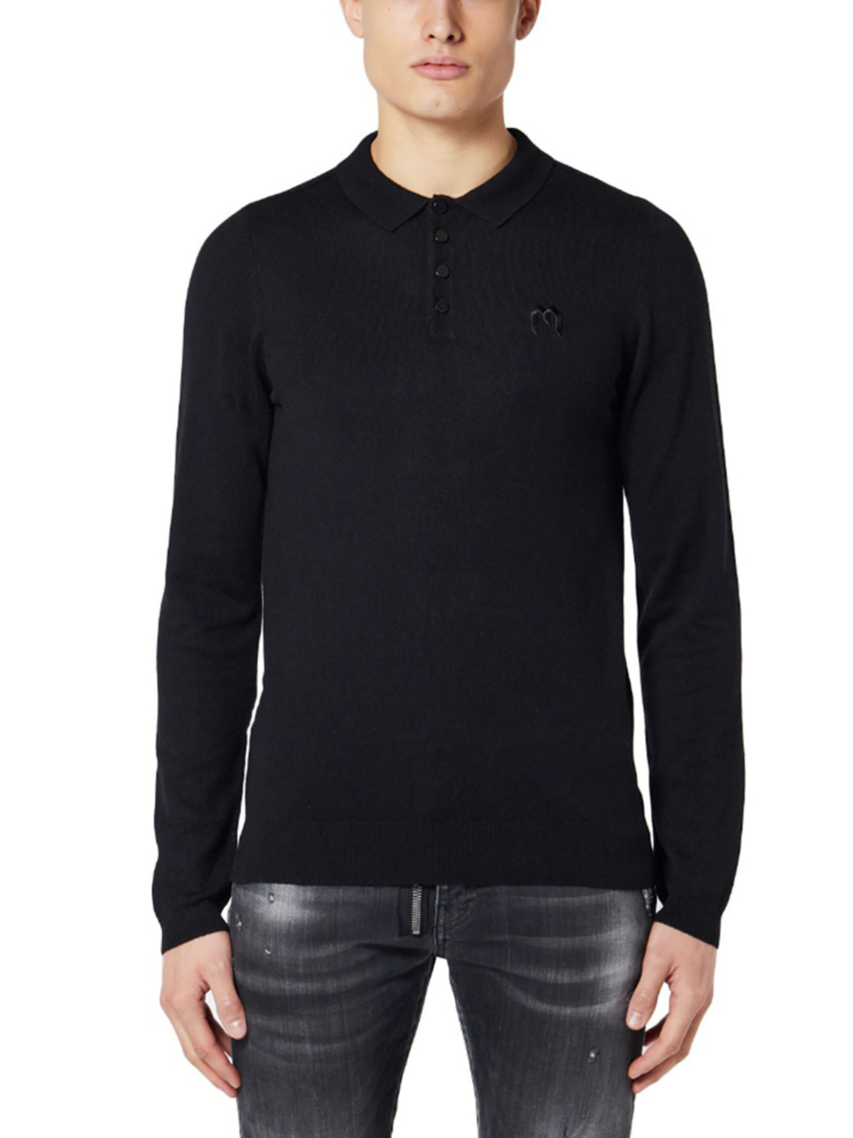 Solid M Longsleeve Polo | ZWART