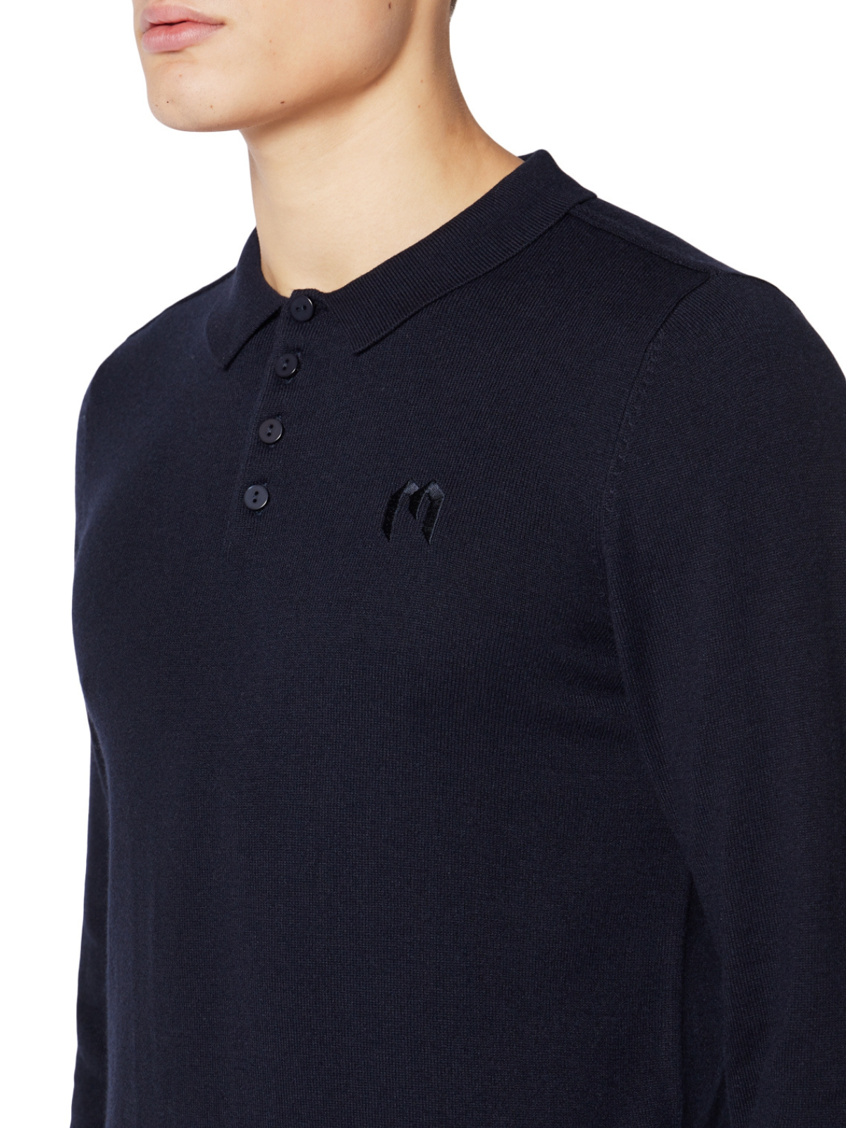 Solid M Longsleeve Polo | BLUE