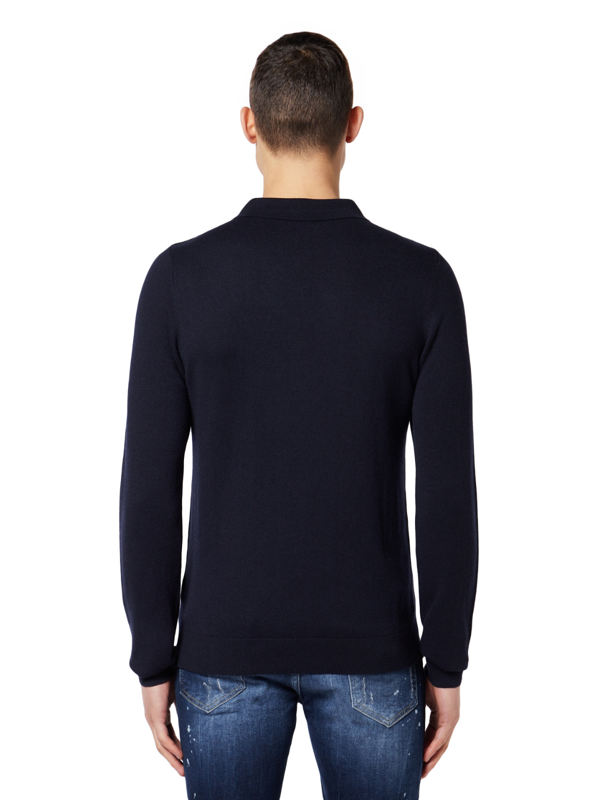 Solid M Longsleeve Polo | BLAUW