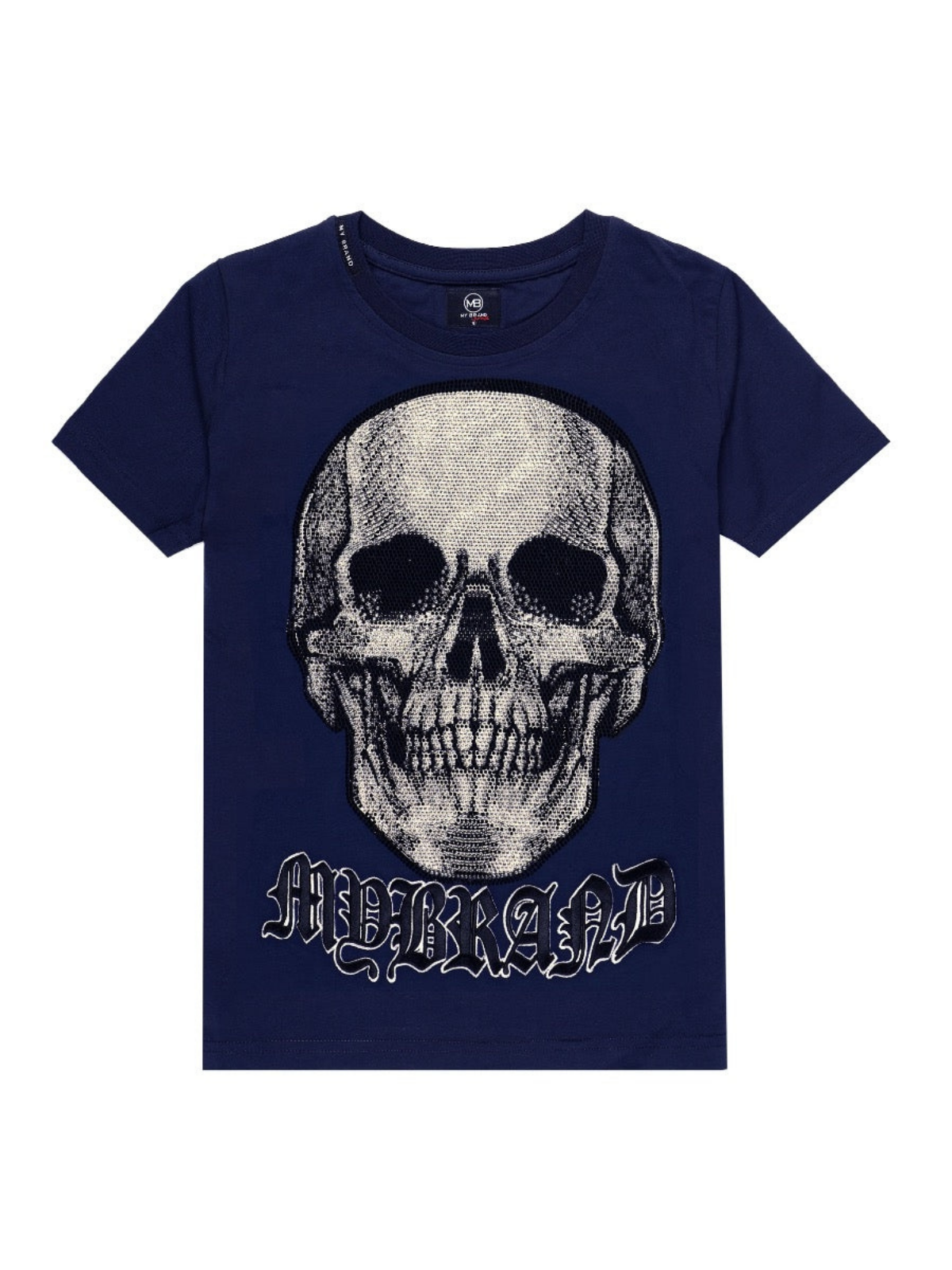 White Skull T-Shirt | NAVY