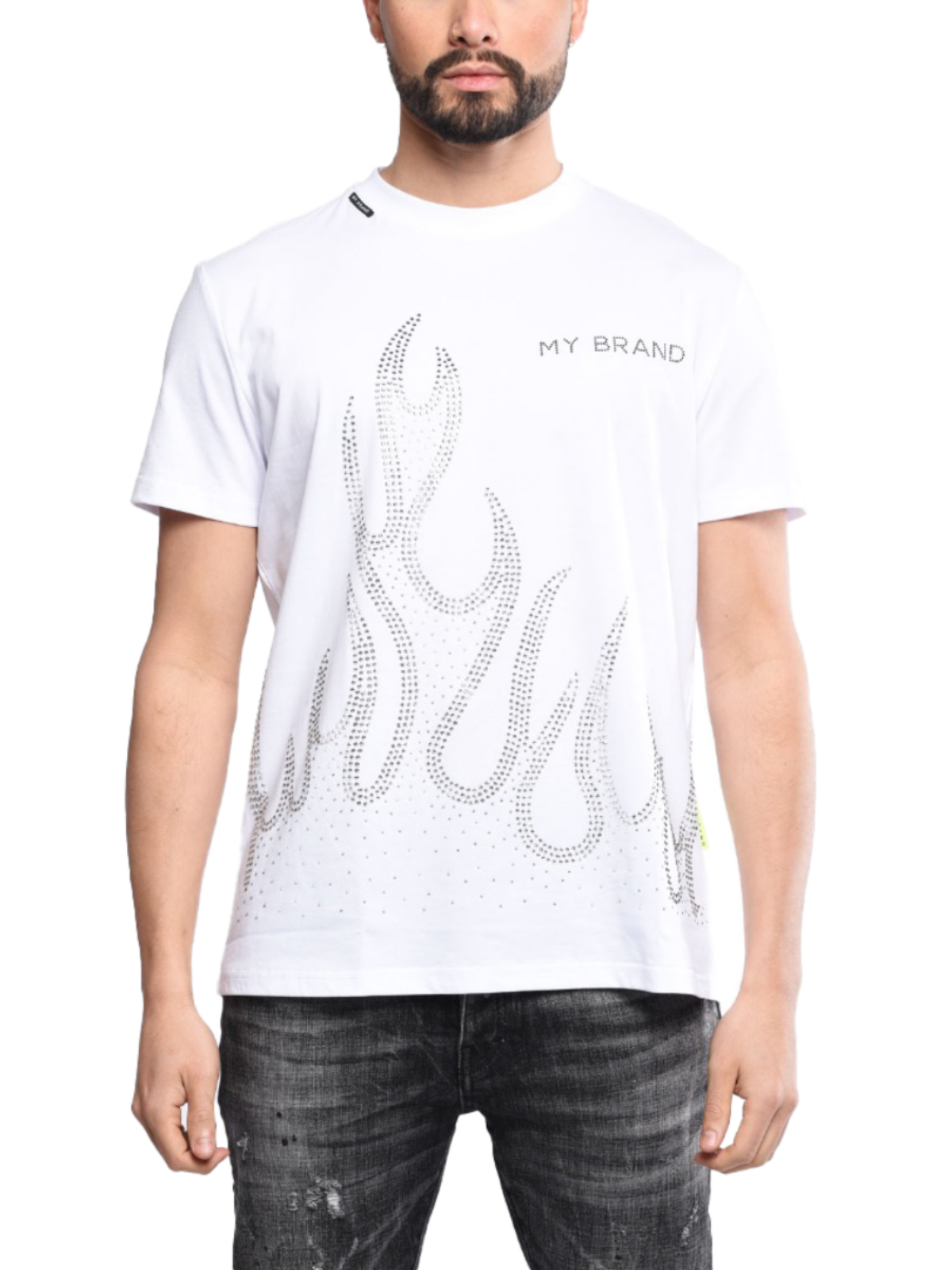 White T Shirt With Flames | WHITE