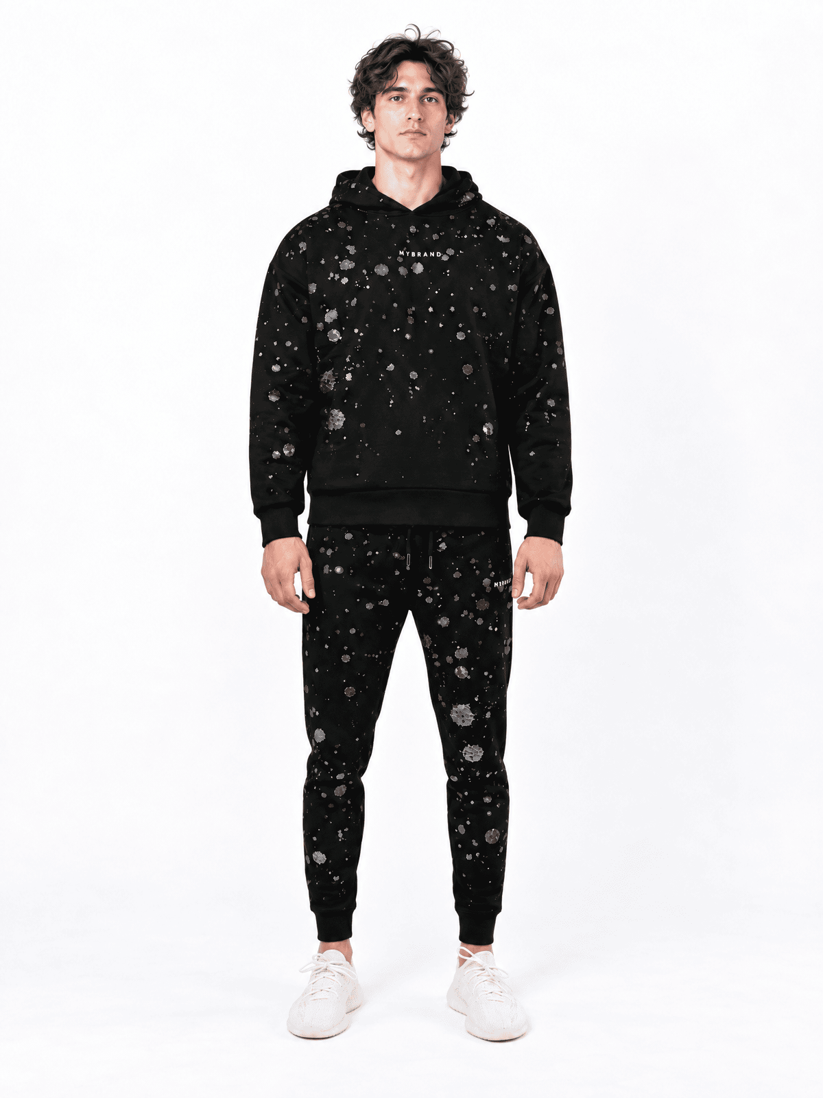 Rhinestone Splash MB Jogging Suit | BLACK