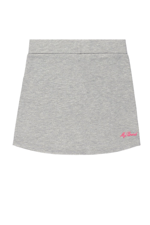 COLLEGE BADGE RAINBOW SKIRT | GREY