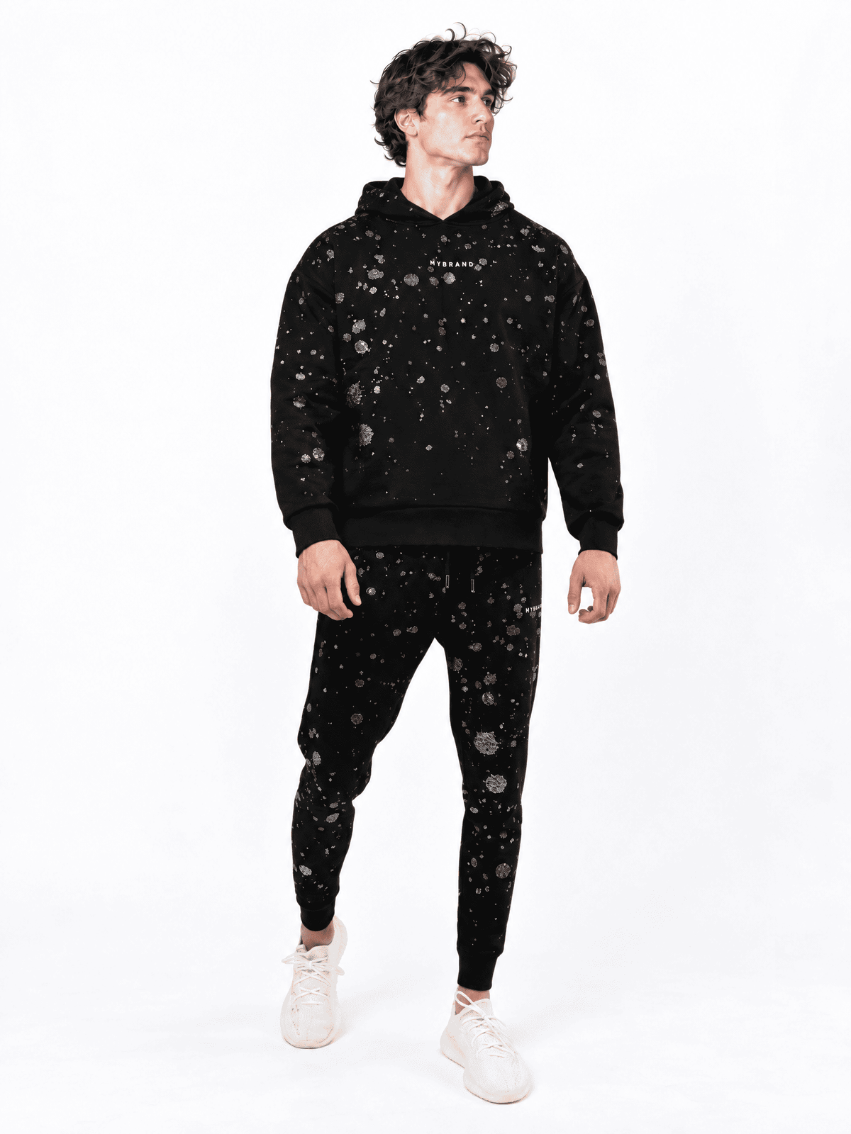Rhinestone Splash MB Jogging Suit | BLACK