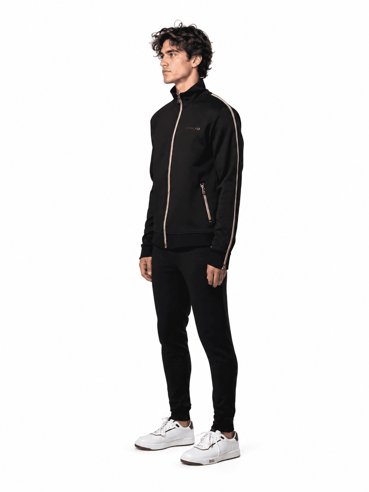 Gold Zipper Tracksuit | BLACK