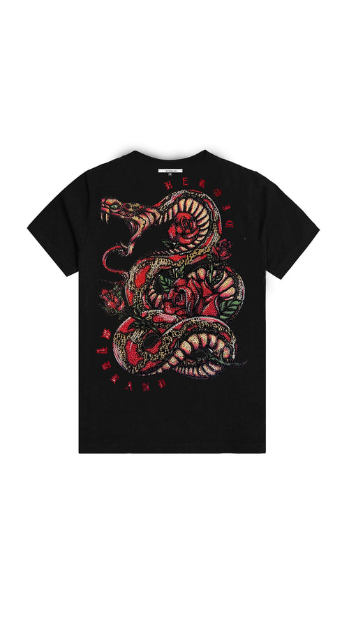 Snake Roses T-Shirt White | BLACK