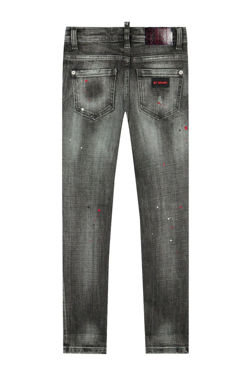 Red Spots Denim Grey Jeans